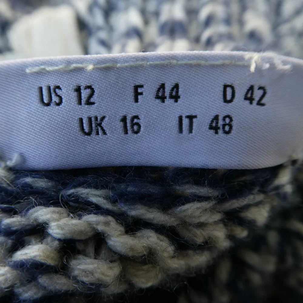 WooL CaSHMeRe ALPaCa Akris Punto Knit Sweater Quarter Zip Navy White Marled 12
